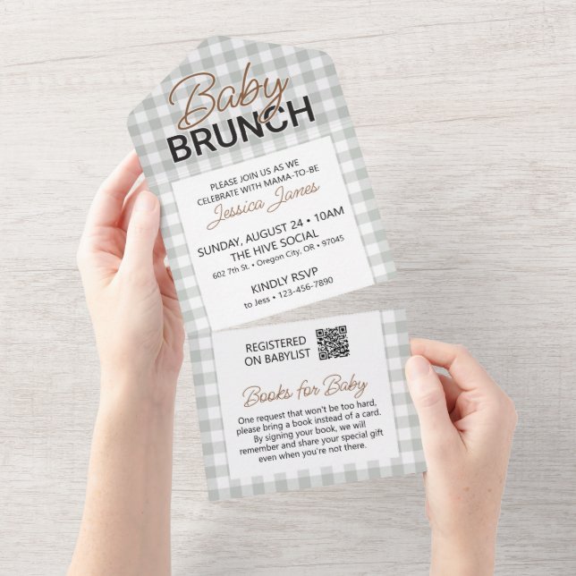 Invitación de Brunch para Baby Shower con Tarjeta  (desgarro)