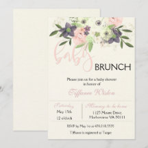 Invitación de Brunch para Baby Shower Floral Rosa