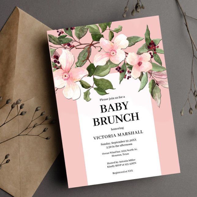 Invitación de brunch para bebé floral (Subido por el creador)