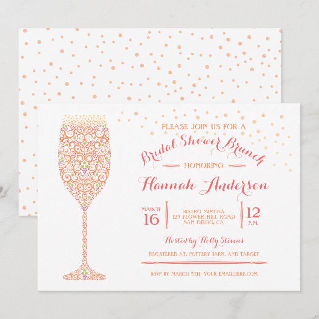 Invitación de Brunch para Desayuno de Novia con Ch (Anverso / Reverso)
