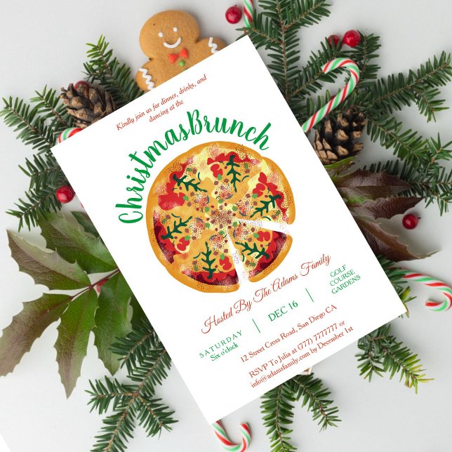Invitación de brunch para Navidades de pizza (Subido por el creador)