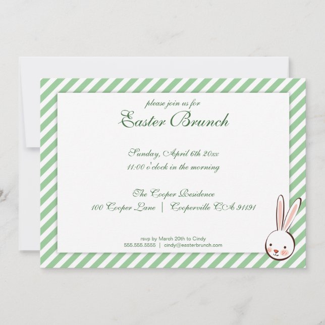 Invitación de brunch verde elegante de Pascua (Anverso)