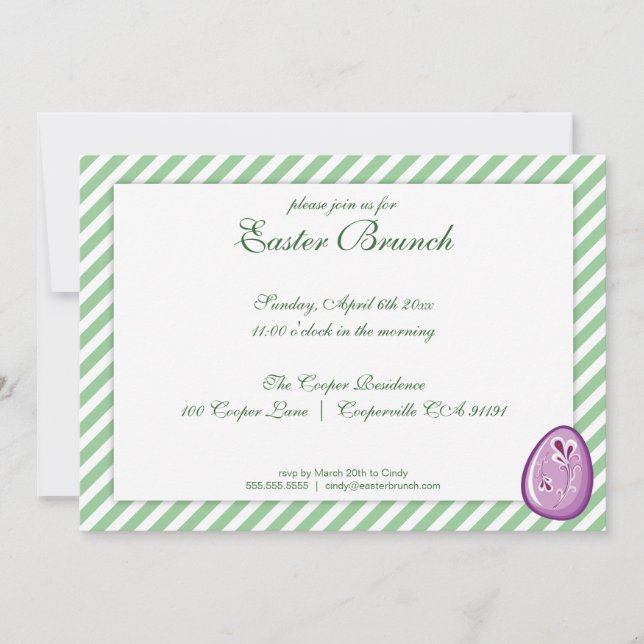 Invitación de brunch verde elegante de Pascua (Anverso)