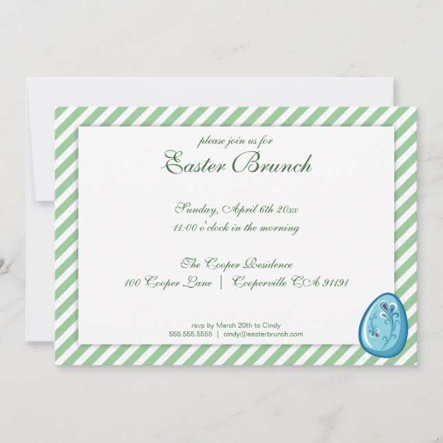 Invitación de brunch verde elegante de Pascua (Anverso)