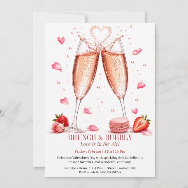 Invitación de Brunch y Burbujas Brunch de Champán  (Anverso)