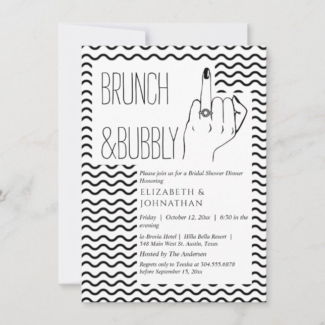 Invitación de Brunch y Burbujas con Letra Minimali (Anverso)