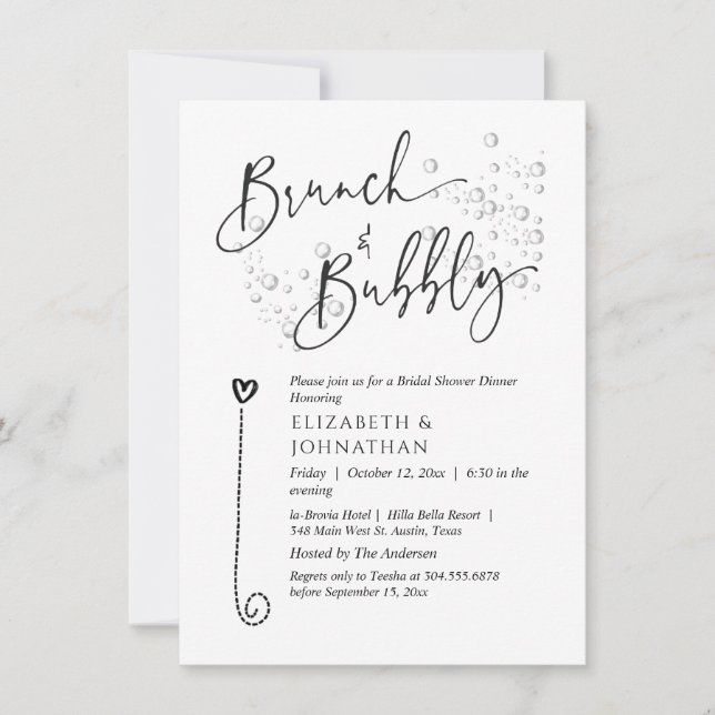 Invitación de Brunch y Burbujas con Letra Minimali (Anverso)