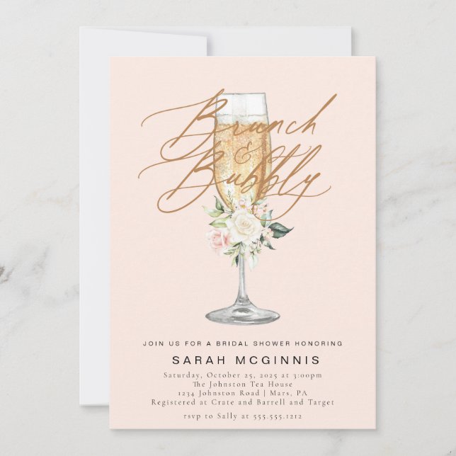 Invitación de Brunch y Prosecco Champagne para Des (Anverso)