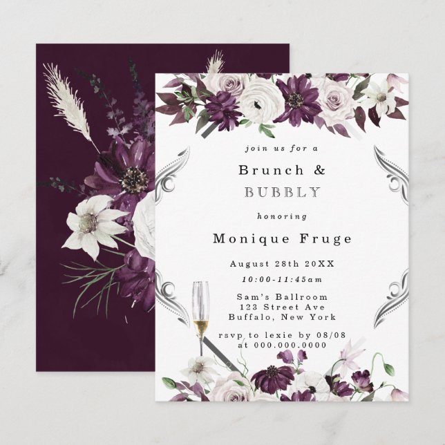 Invitación de Brunéi Geométrico de Pluma y Plata (Anverso / Reverso)