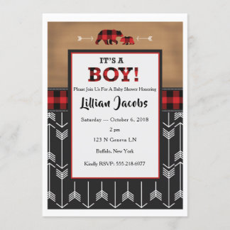 Invitación de Búfalo Check Baby Boy