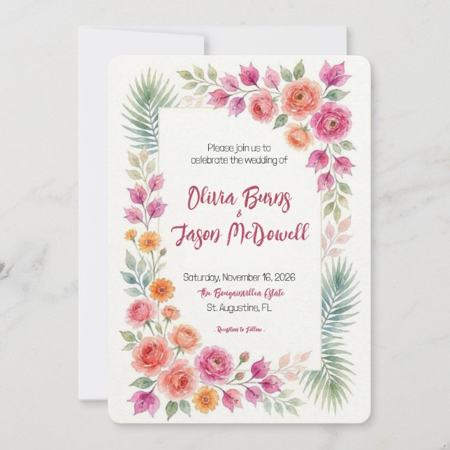 Invitación de Bugainvillea en Flor (Anverso)