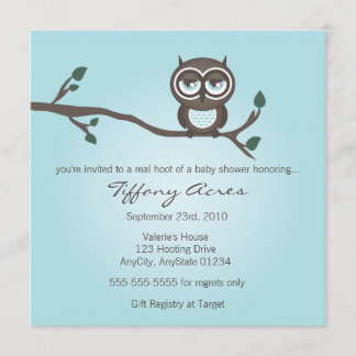 Invitación de búho azul