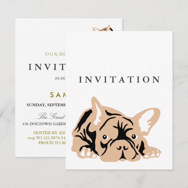 Invitación de Bulldog Francés (Anverso / Reverso)