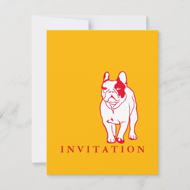 Invitación de Bulldog francés rojo (Anverso)