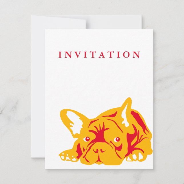 Invitación de Bulldog francés rojo (Anverso)