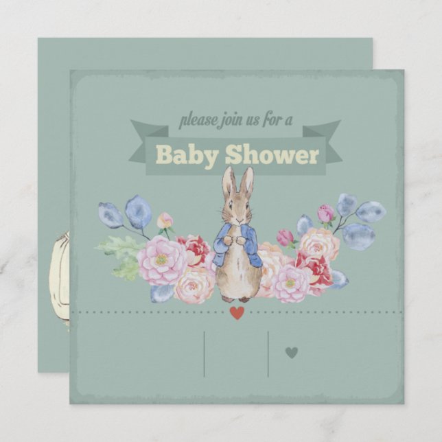 Invitación de Bunny Baby Shower (Anverso / Reverso)