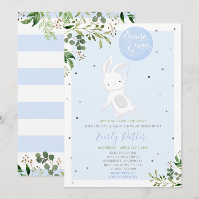 Invitación de Bunny Baby Shower a algunos conejito (Anverso / Reverso)