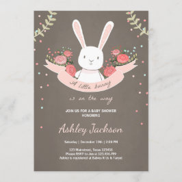 Invitación de Bunny Baby Shower Rabbit Spring Flor