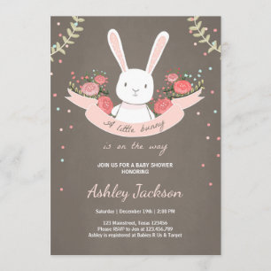 Invitación de Bunny Baby Shower Rabbit Spring Flor