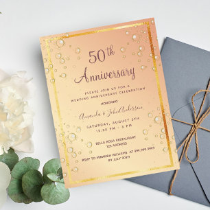 Invitación de burbujas de oro por aniversario de b