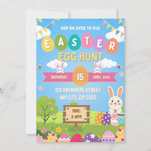Invitación de búsqueda de huevos de Pascua colorid
