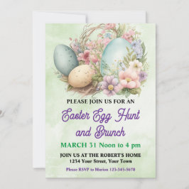Invitación de búsqueda de huevos de Pascua pastel 