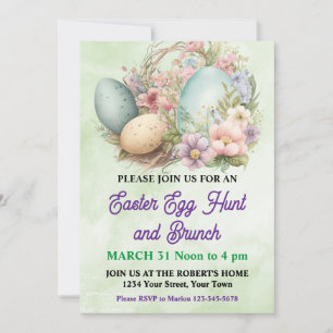 Invitación de búsqueda de huevos de Pascua pastel