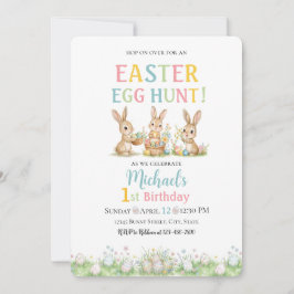 Invitación de búsqueda de huevos de Pascua y 1er c