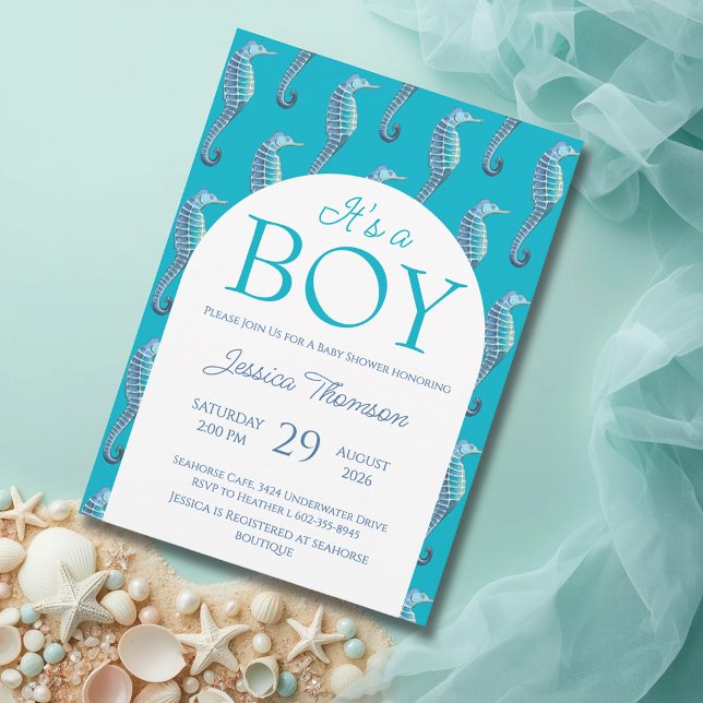 Invitación de caballito de mar para baby shower de (Subido por el creador)