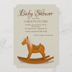 Invitación de caballo mecedor para baby shower