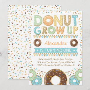 Invitación de cacahuete a donut Ropa de cumpleaños