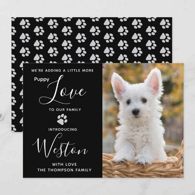 Invitación de Cachorro - Elegante Mascota moderno  (Anverso / Reverso)