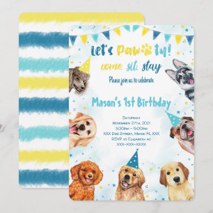 Invitación de cachorro, invitación de cumpleaños d