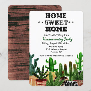 Invitación de Cactus Boho para Fiesta de Inaugurac