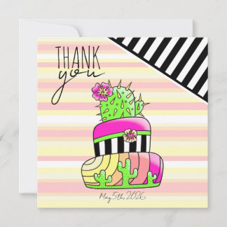 Invitación de Cactus de Neón "Gracias"