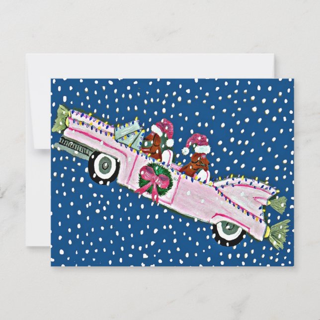 Invitación de Cadillac de Navidad de Papás Noel Da (Anverso)