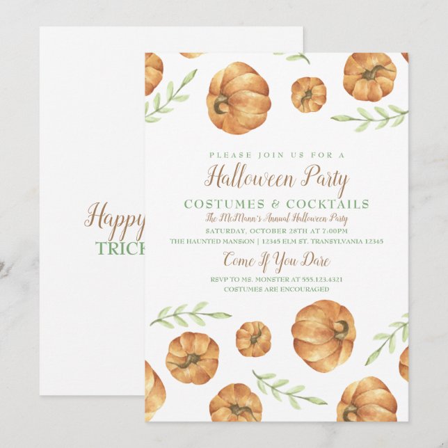 Invitación de calabaza al Festival de Otoño (Anverso / Reverso)