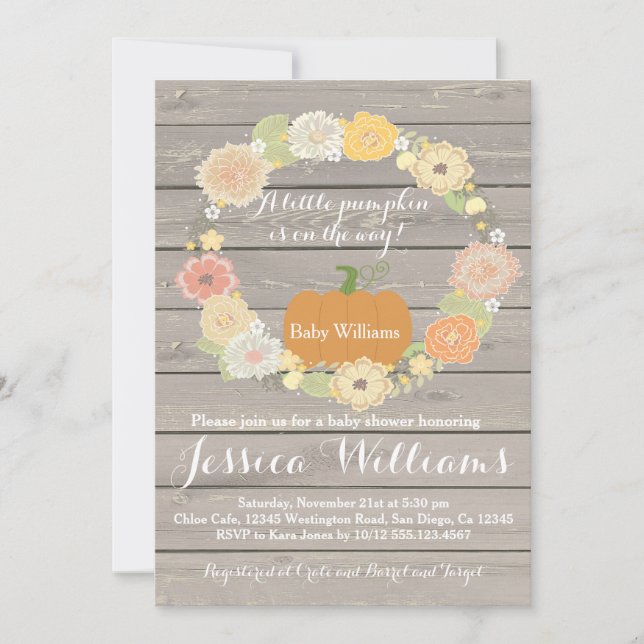 Invitación de calabaza Baby Shower (Anverso)