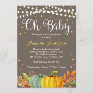 Invitación de calabaza Baby Shower, caída de Baby 
