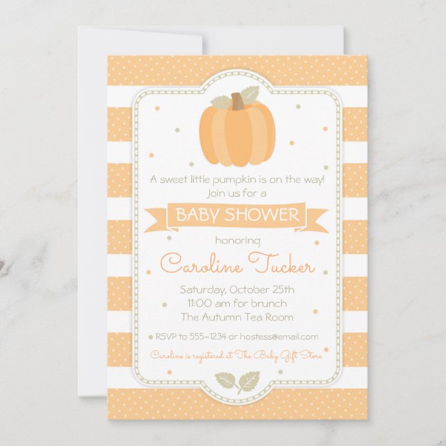 Invitación de calabaza Baby Shower Género Neutral (Anverso)