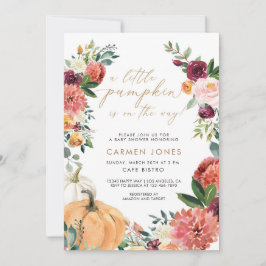 Invitación de calabaza Baby Shower otoño floral