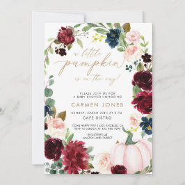 Invitación de calabaza Baby Shower otoño floral