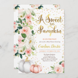 Invitación de calabaza Baby Shower Rubor Rosa Y Or