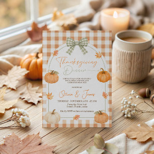 Invitación de calabaza con lazo de gingham para Ac