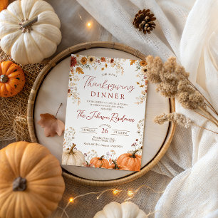 Invitación de calabaza de flor silvestre de otoño 