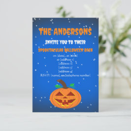 Invitación de calabaza de Halloween con ojos rojos