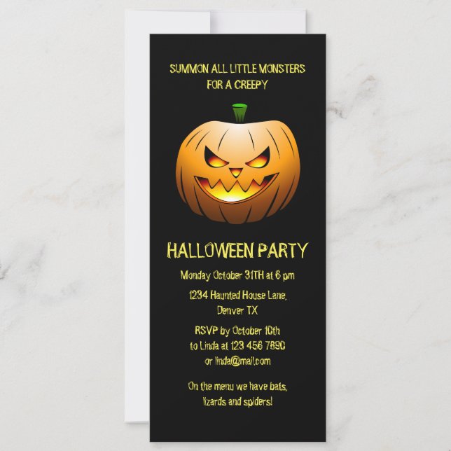 Invitación de calabaza de Halloween en llamas espe (Anverso)