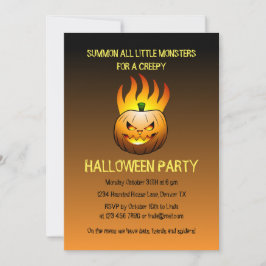 Invitación de calabaza de Halloween en llamas espe