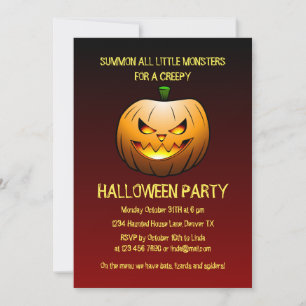 Invitación de calabaza de Halloween en llamas espe