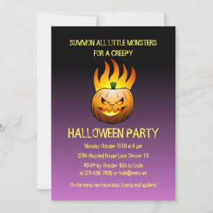 Invitación de calabaza de Halloween en llamas espe
